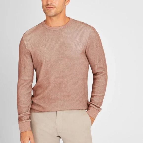Club Monaco Men's Thermal Long Sleeve Crew Shirt Brown Size XL Soft‎ Cotton - Picture 1 of 9